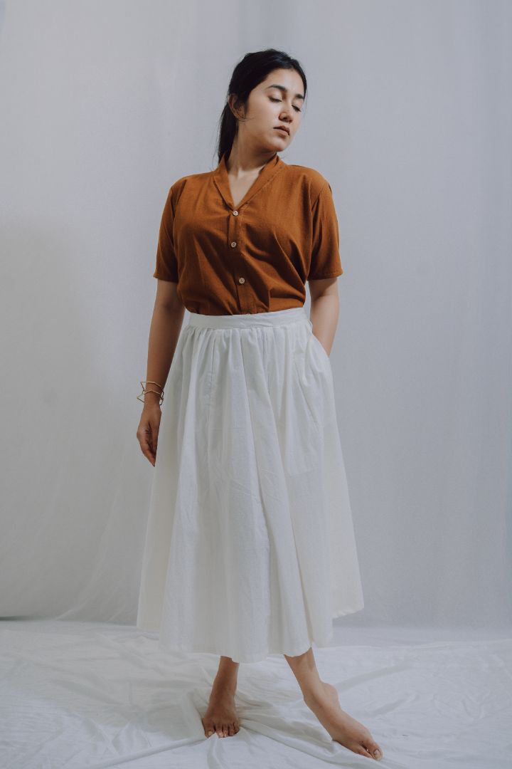 Brown Button-Down Top