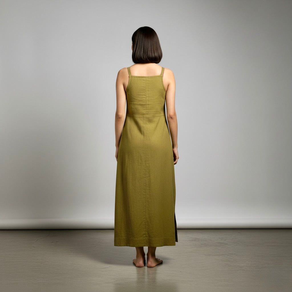 olive green slip dress Olive Minimal Slip Dress – EKKDORA