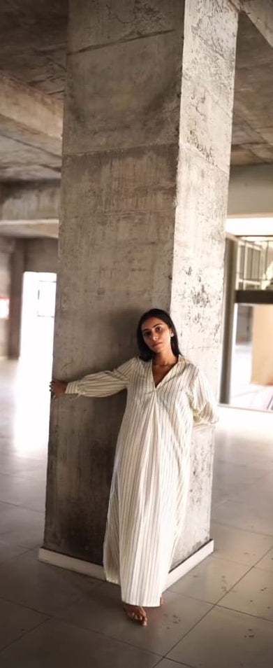 Ivory Striped Maxi Dress