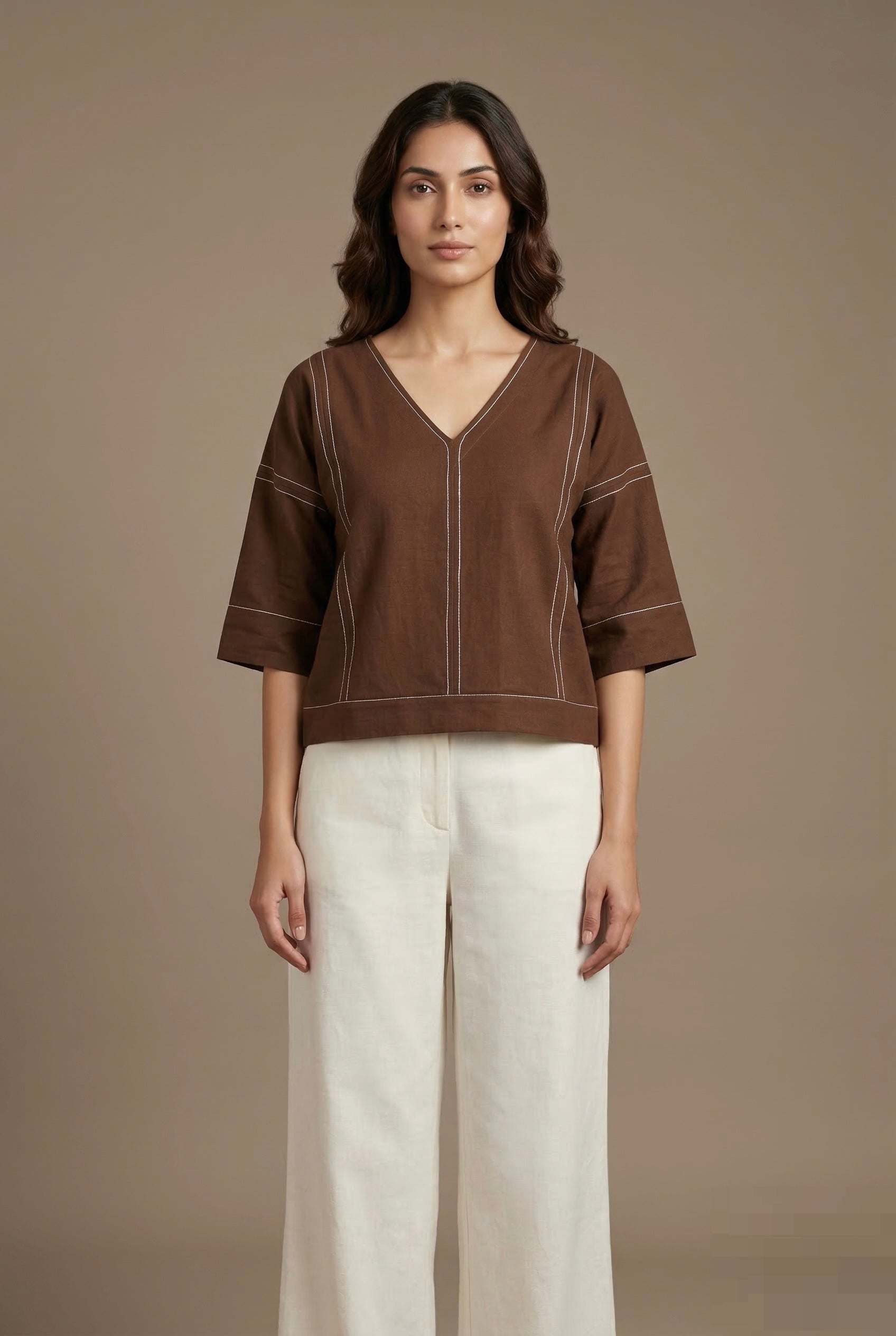 Brown Stitch Top
