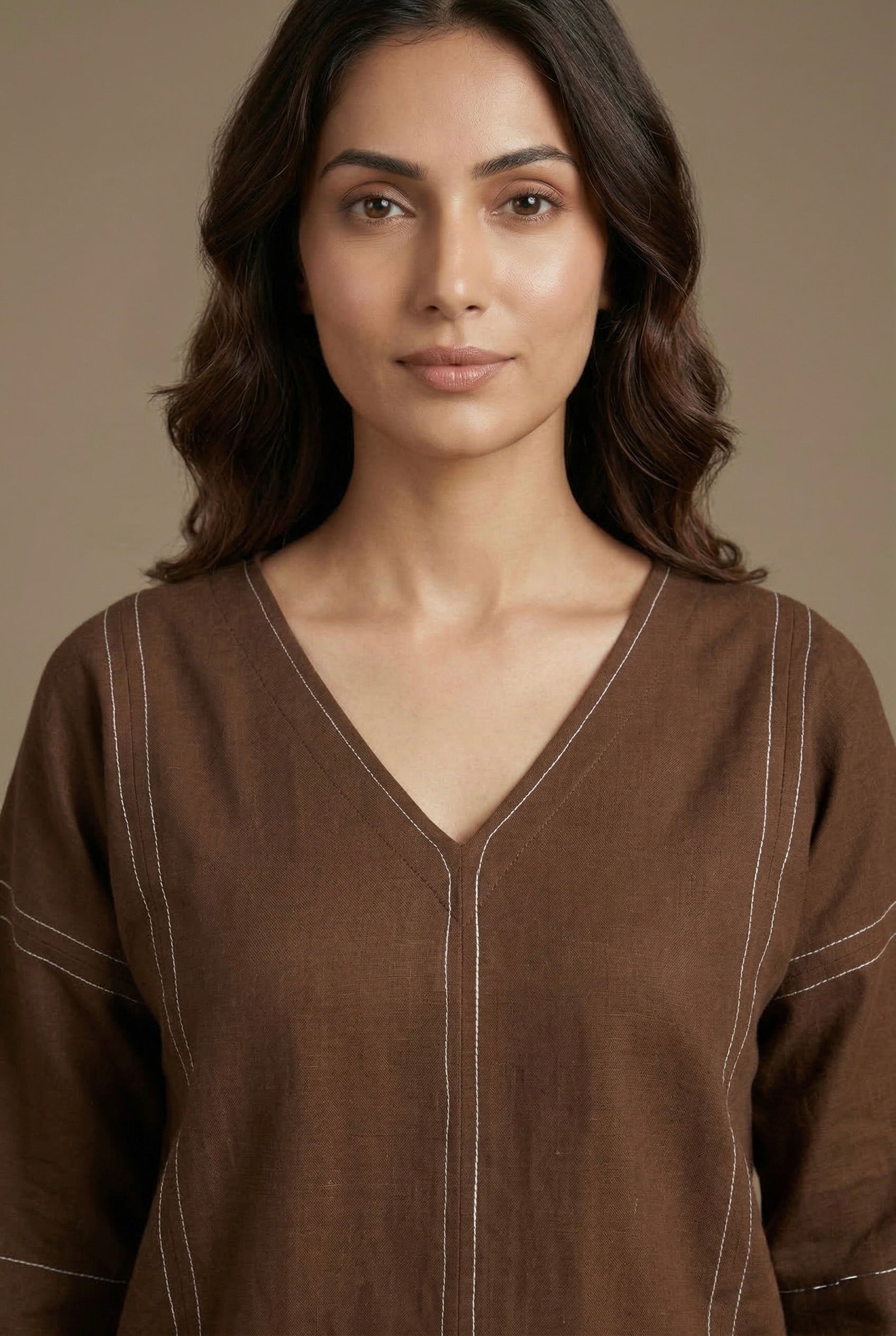 Brown Stitch Top