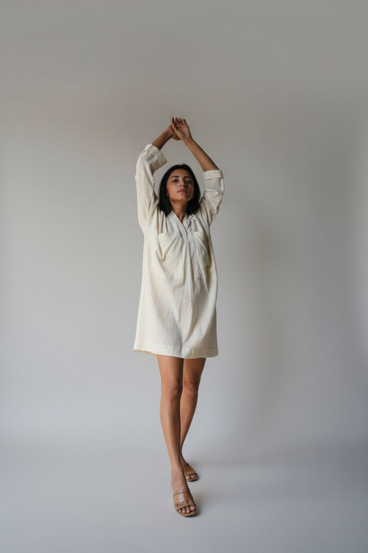 Ivory Textured Tunic Top