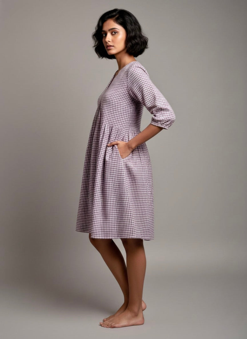 Lilac Check Day Dress