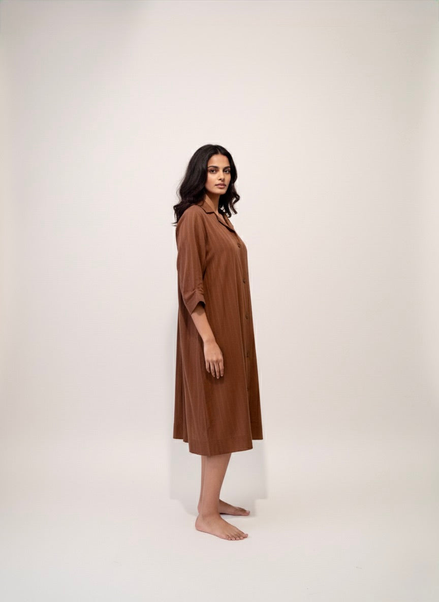 Cocoa Striped Shirt Dress