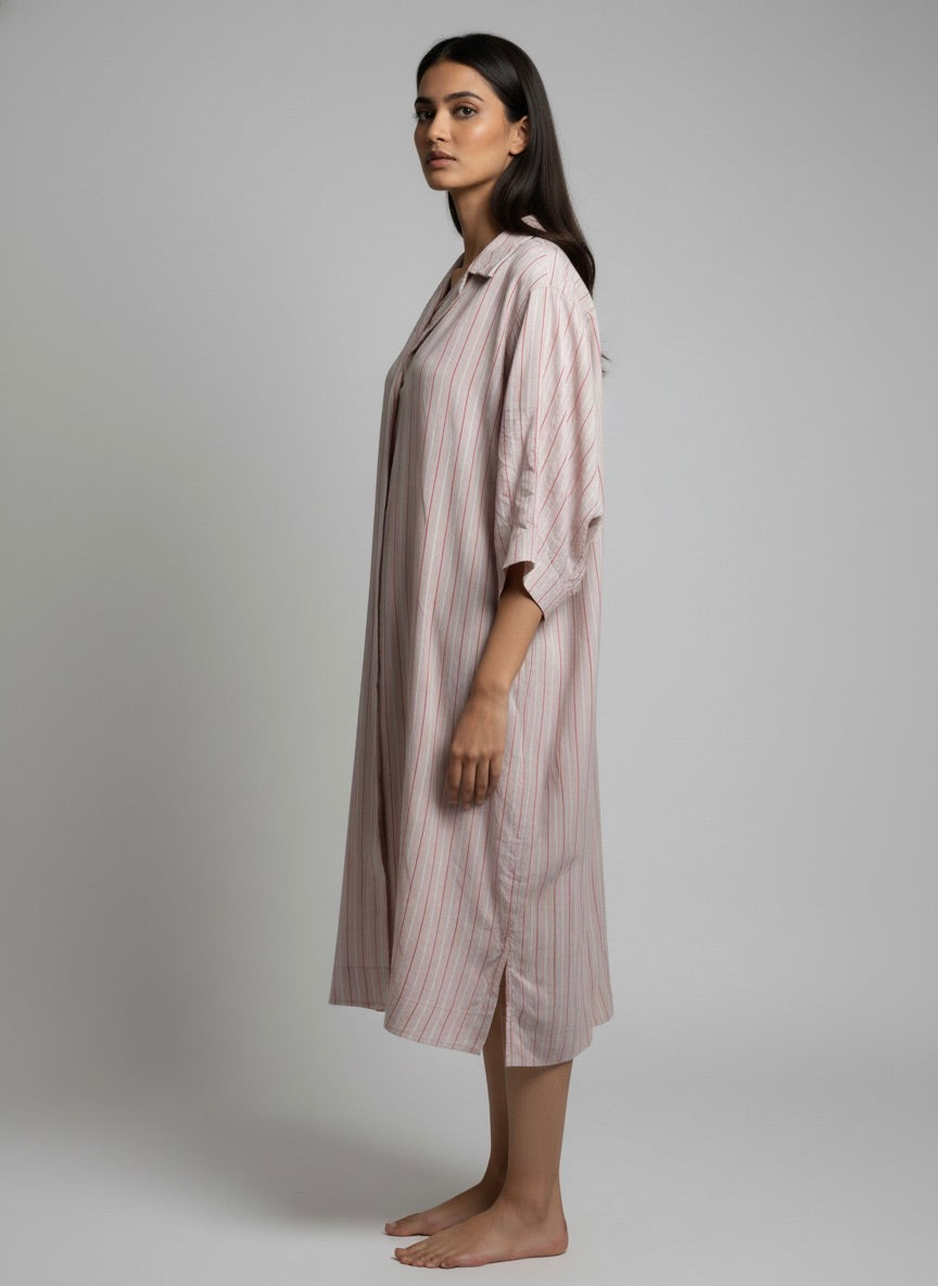 Blush Striped Shirt Dress