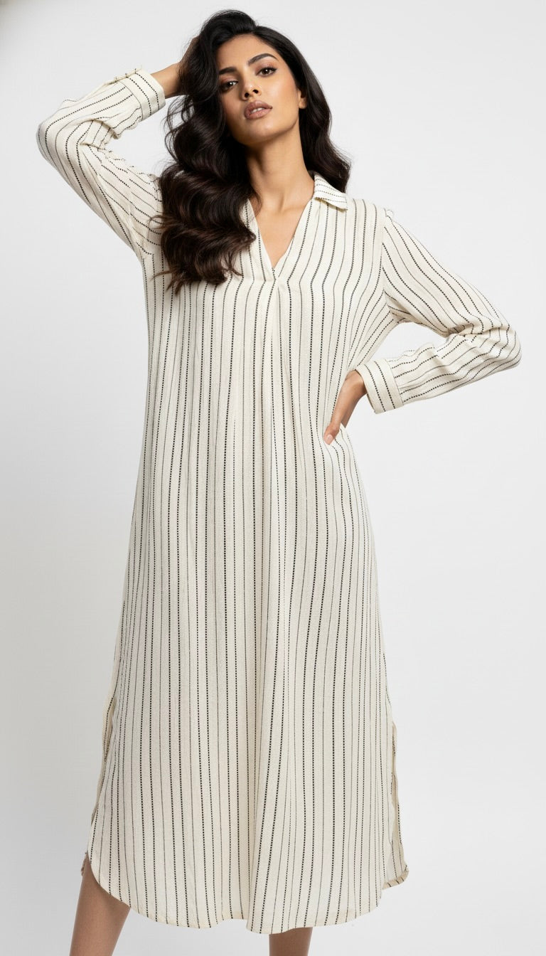 Ivory Striped Maxi Dress