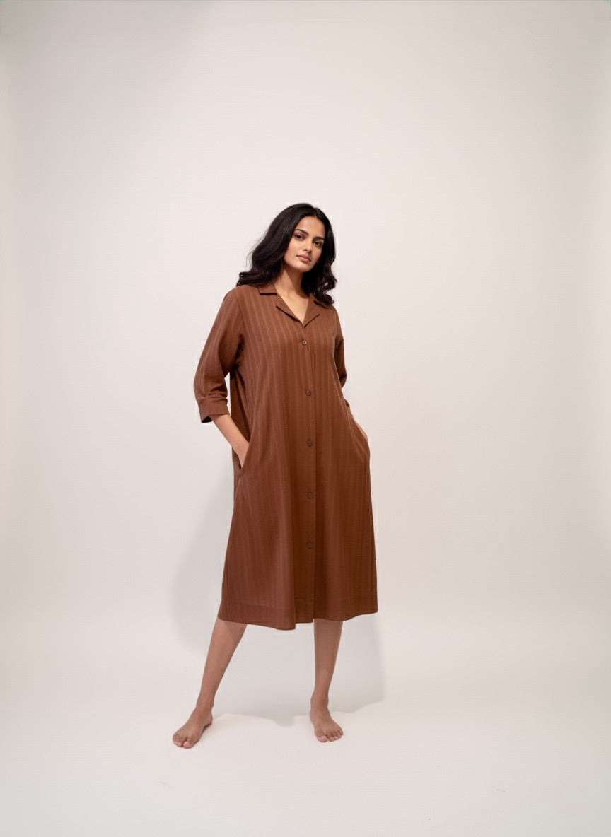 Cocoa Striped Shirt Dress