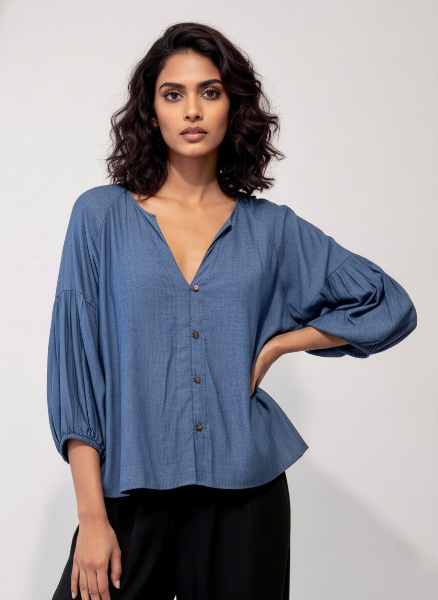 Denim Ease Top