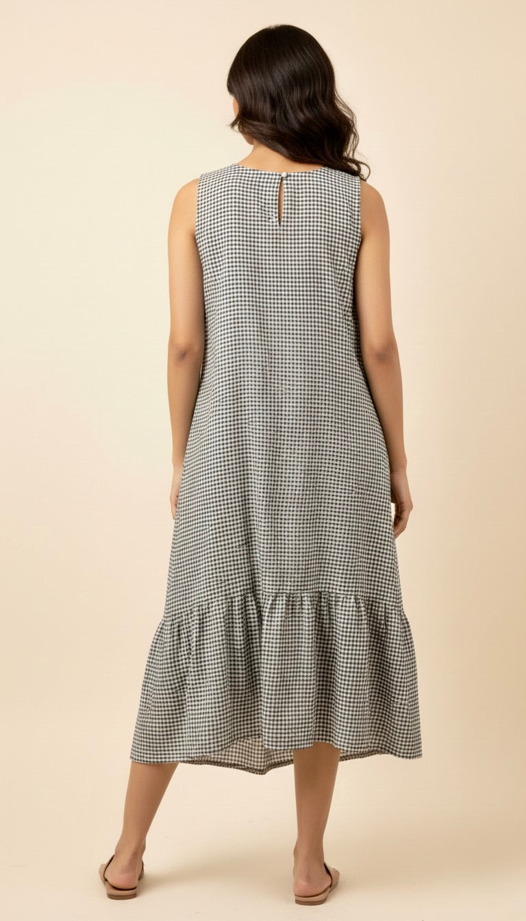 Checks Ruffle Dress