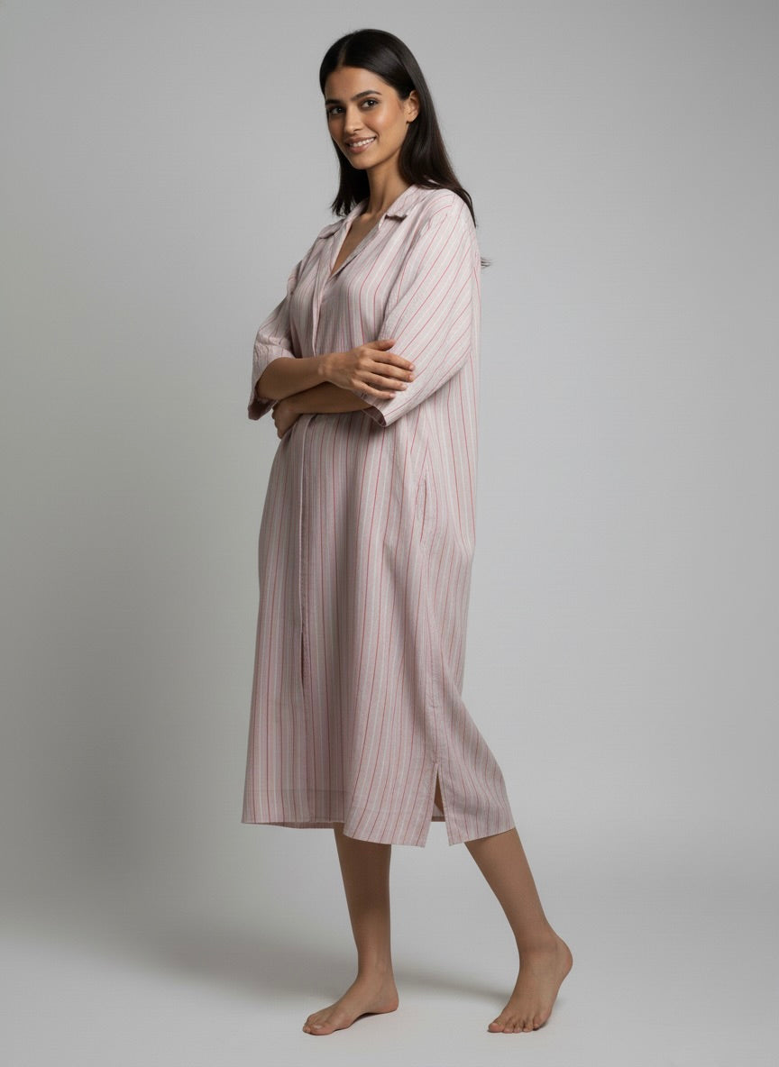 Blush Striped Shirt Dress