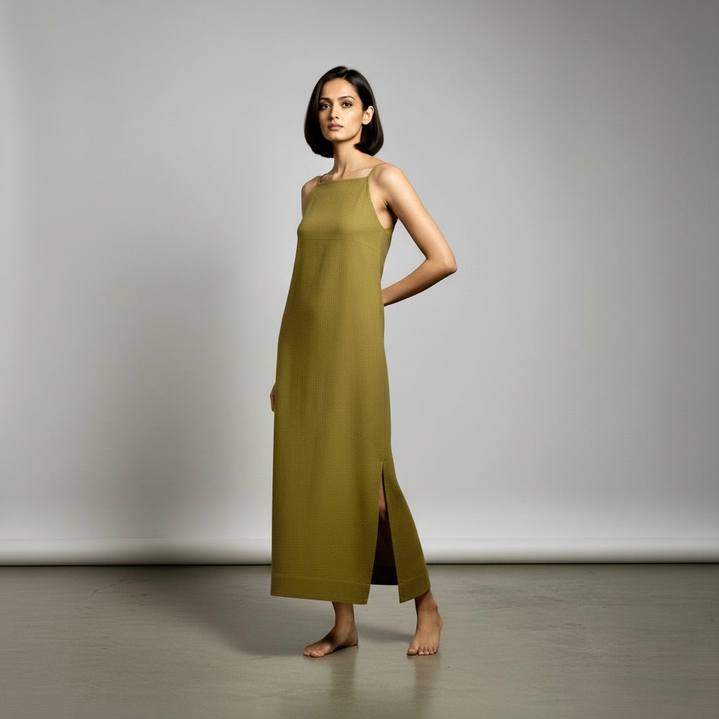 Olive Minimal Slip Dress