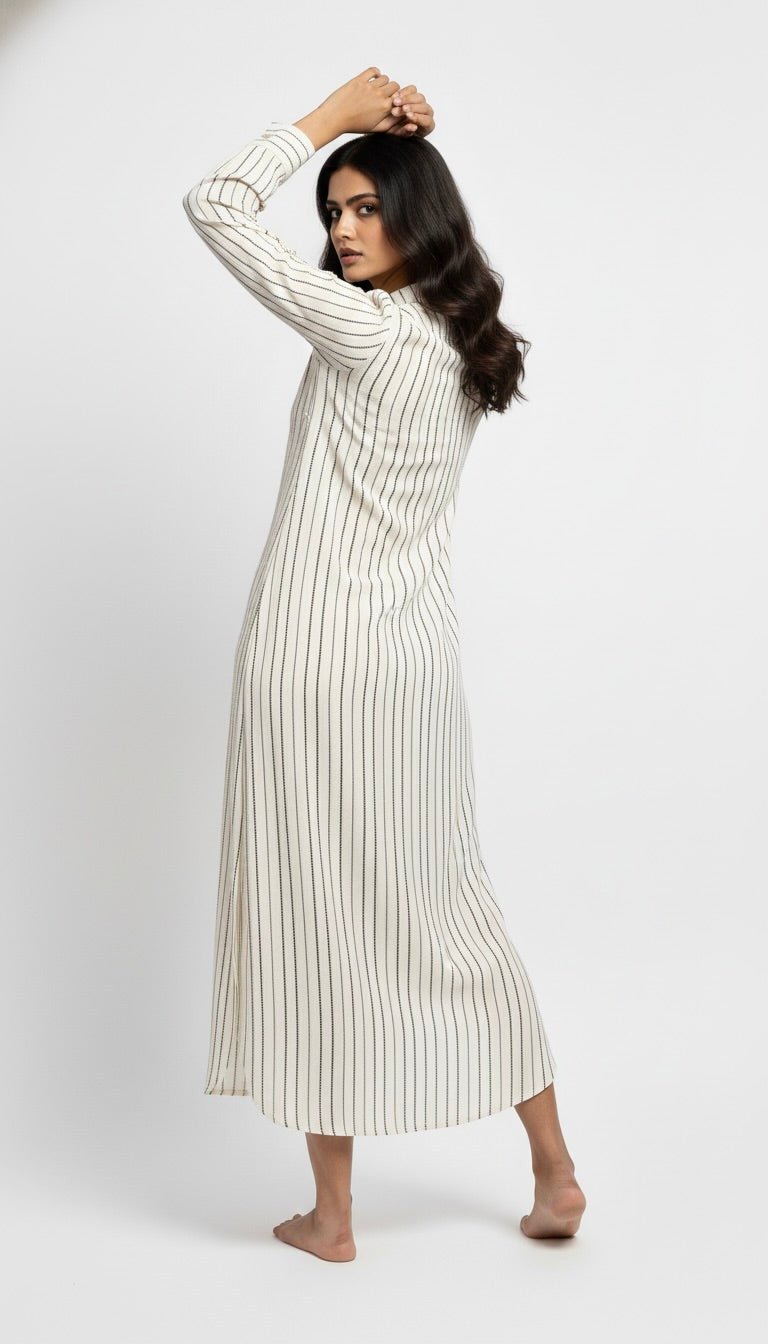 Ivory Striped Maxi Dress