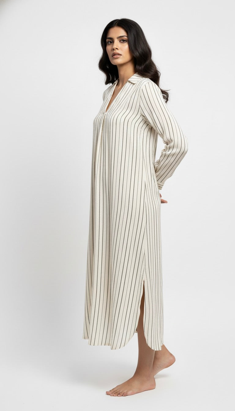 Ivory Striped Maxi Dress