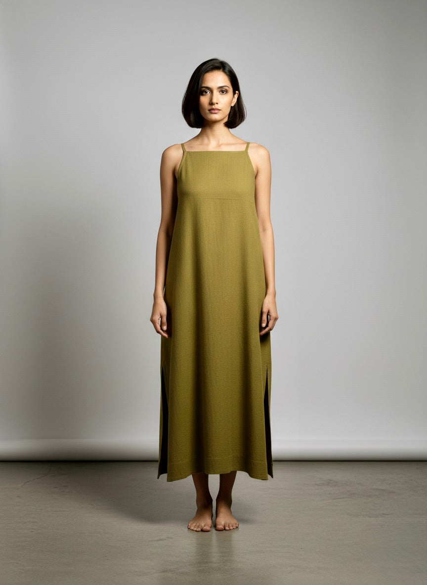 Olive Minimal Slip Dress