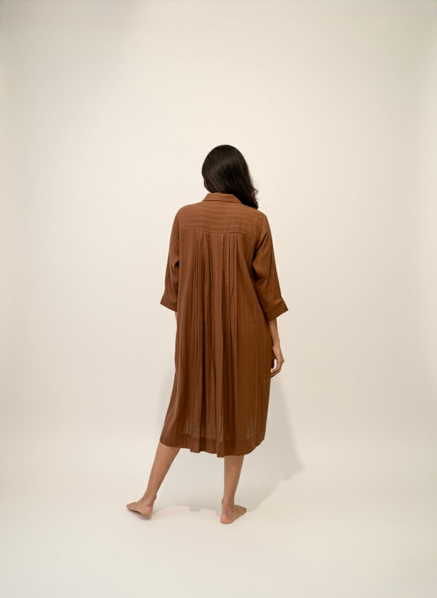 Cocoa Striped Shirt Dress