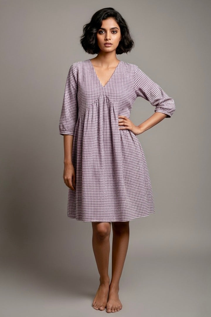 Lilac Check Day Dress
